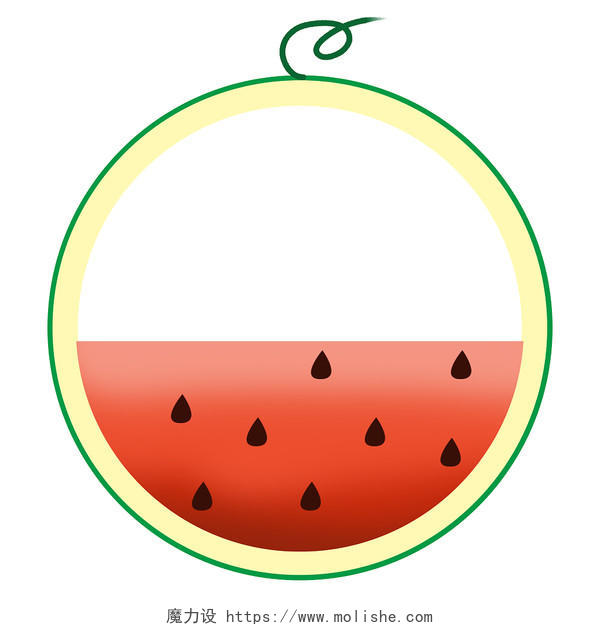 西瓜边框卡通可爱手绘西瓜水果边框PNG素材